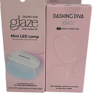 Dashing Diva Glaze Mini LED Lamp + Glaze LED Semi-Cured Gel 22 Strips Kit,  New